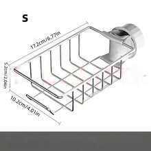 1 Pieza Soporte Para Esponja De Fregadero De Cocina, Organizador De Grifo De Baño, Soporte Para Esponja De Fregadero De Dormitorio, Soporte Para Jabón, Soporte De Acero Inoxidable Para Fregadero De Cocina, Adecuado Para Soporte De Cuenco De Almacenamiento Con Ventosa - plata - Ver 7