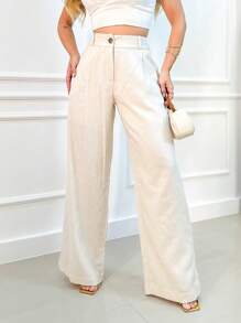 Women Pants - 米色 - 查看 1