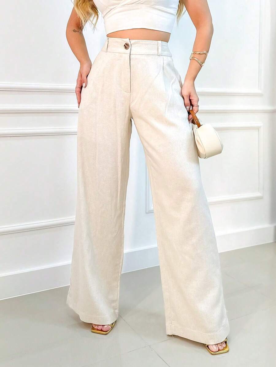 Women Pants - 米色 - 查看 1