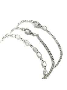 3入組3款風格的鍊式手鍊套裝 - 銀色 - 查看 3