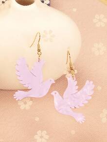 1對女性亞克力燕子、鳥、鴿子造型耳環,具歐美風格 - 紫色 - 查看 3