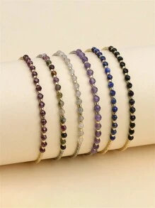 1pc Fashionable Unique Design Natural Crystal & Semi-Precious Stone Faceted Beads + Japanese Seed Beads Heal & Yoga Theme Adjustable Bracelet For Women, Birthday Gift Or Daily Wear - Adjustable Bracelet - View 1