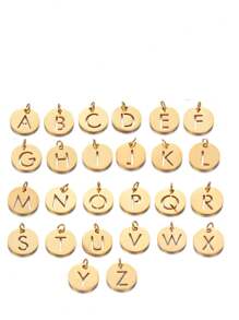 1個時尚優雅的不鏽鋼鍍金26字母切割項鍊,切割心形結環手鐲與首字母,適合當作女友的禮物,在浪漫驚喜上大显身手 - 金色 - 查看 3