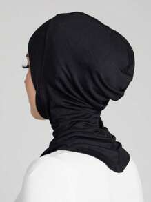 1pc Women's Modal Round Mouth Cap With High Stretchability For Head Wrap & Hat, Autumn And Winter Daily Under Cap - Black - View 2