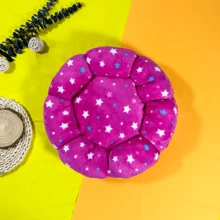 1pc Plush Multicolor Flower Shaped Pet Bed With Non-Slip Bottom For Small-Medium Sized Pets Indoor Use In Winter - Hot Pink - View 3