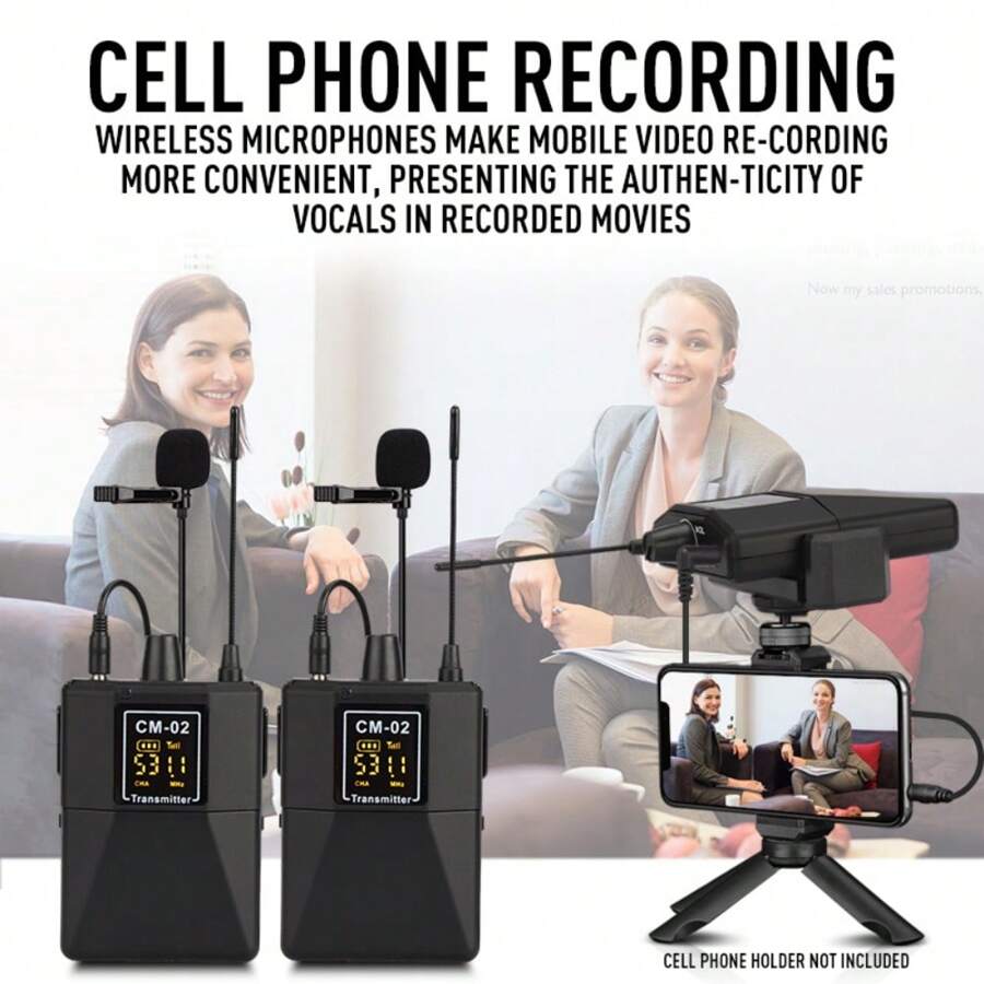 Lmbgm Cm02 Wireless Lavalier Microphone Uhf Dual Channel System With