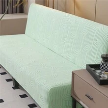 1 件組無臂提花天鵝絨沙發床罩彈性全包簡約聚酯纖維沙發套通用四季通用 - 綠色 - 查看 6