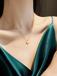 1 件心形装饰锁骨项链 - 奢华精致的女士配饰 - 金色 - 查看 11