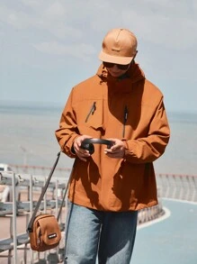 TECTOP 男式防水滑雪外套3合1保暖冬季雪衣山地防風衣,可拆卸帽雨衣 - 棕色 - 查看 3