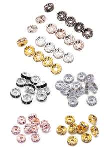 50 件/包 Diy 珠寶製作配件輪形間隔珠帶水鑽,圓形水晶戒指,金/銀/玫瑰金/槍黑色,6 毫米/8 毫米/10 毫米 - 玫瑰金 - 查看 3