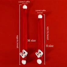 1入寵物新年圍巾,寵物貓織春節圍巾,編織保暖紅色吉祥寵物頸巾,貓咪新年節慶寵物裝飾 - 酒紅色 - 查看 2