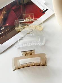 1-4 chiếc Kẹp tóc bằng nhựa hình vuông trong suốt cao cấp và tối giản phong cách đơn giản dành cho nữ, thích hợp để đeo hàng ngày, đi chơi, tắm, v.v. - Nhiều màu - Xem 12