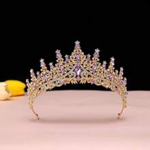 1pc Bride Crown With Crystal, European Style Wedding Dress Headpiece, Birthday/Adult Gift, All-Match Hair Accessory For Performance - Purple - View 2