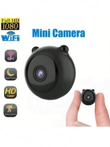 1pc Wireless WIFI Home Security Camera Body Indoor And Outdoor Monitoring Room Camera 1080P HD With Night Vision, Motion Detection Mobile Phone Application Built-In Battery Cat And Dog Camera, Suitable For Home Security Pets. - Black - View 1