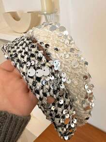 女士多色閃爍面料復古優雅寬頭帶,適用於日常配戴 - 彩色 - 查看 2