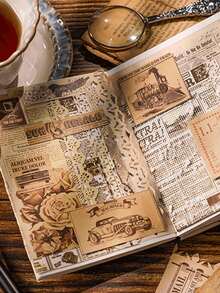 20入/袋空心紙天堂手稿系列復古英文字母手冊diy裝飾背景紙 - 彩色 - 查看 3