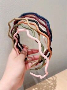 11pcs/Set Colored Wavy Hair Hoop For Women, Matte Design Hair Clip, Anti-Slip Hairband For Face Washing And Sports - Multicolor - View 3