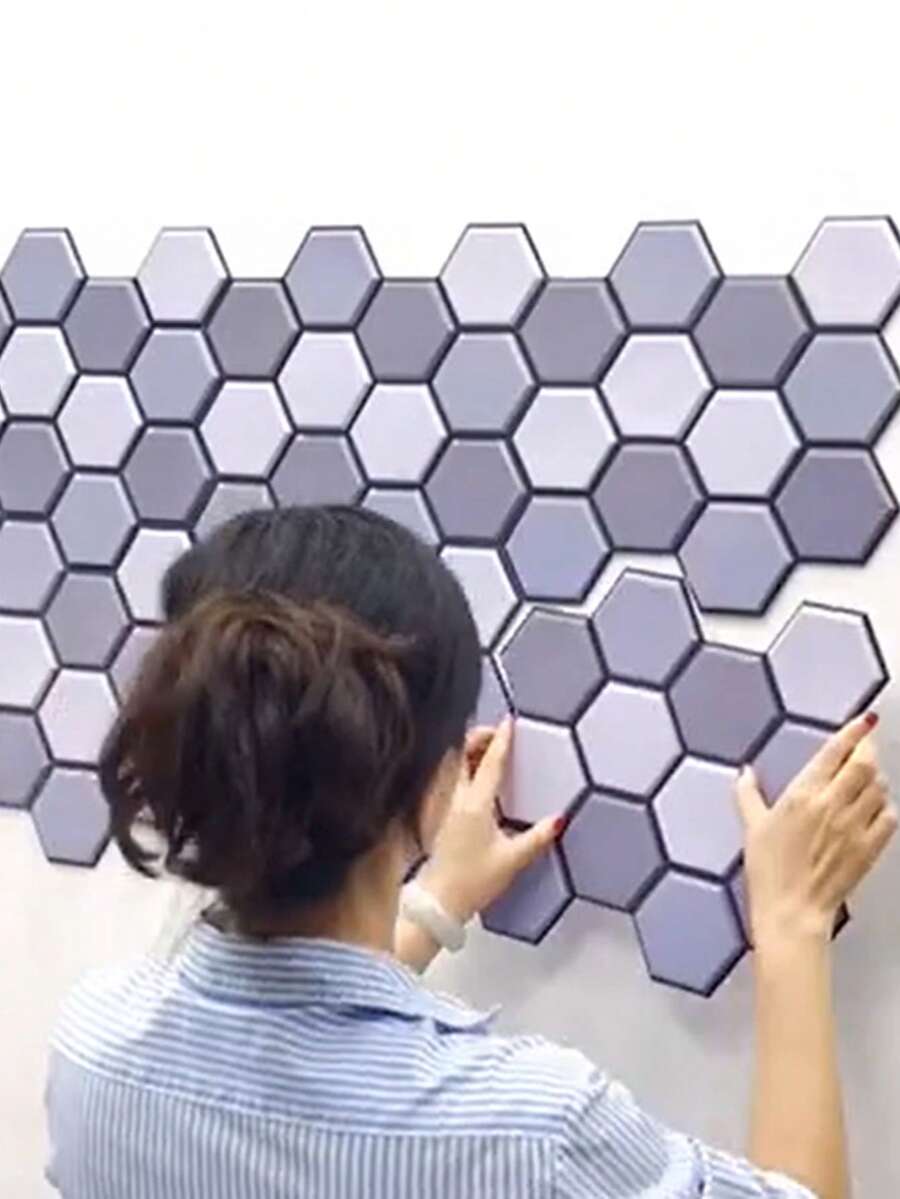 1 件 30*30 3d 牆貼仿磚臥室家居裝飾防水自黏 Diy 客廳壁紙 - 灰色 - 查看 1