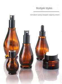1pc 50ml Glass Travel Bottle With Dropper, Spray, Lotion Pump Cap Refillable Cosmetic Container, A Must-Have For Travel - Multicolor - View 6