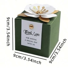 20入組糖果紙盒帶花卉感謝卡,婚禮禮盒生日派對禮品包裝裝飾 - 金色A - 查看 3