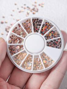 12格美人鱼、泡泡珠、水晶装饰新月形、棕色、平底水钻美甲DIY装饰美甲饰品美甲宝石美甲用品美甲 - 彩色 - 查看 6