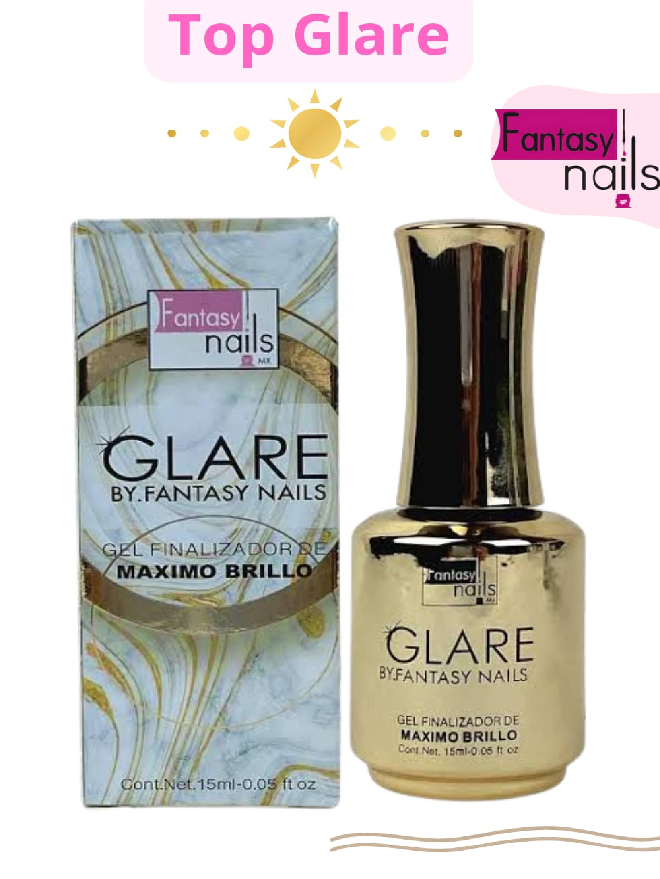 1 Piece - 15ml TOP GLARE Gel Maximum Shine To Encapsulate - FANTASY NAILS - Clear - View 1