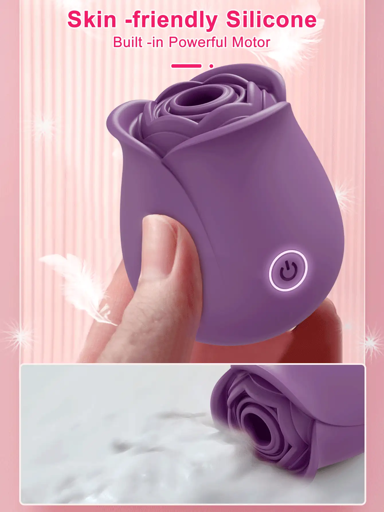 Women's Sex Toys, Rose-Shaped Sucking Vibrator, Clitoral Sucker, 10 Sucking Modes, Nipple Stimulator Vibrator, Women's Sex Toys - Purple - View 5