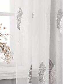 1 pezzo Tenda finestra in voile trasparente con motivo floreale, decorazione per la casa - Multicolore - Visualizzare 4