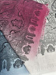 Boho風格1入組秋季漸變色緞子圍巾，可搭配栗子吊墜裝飾 - 藍色 - 查看 5