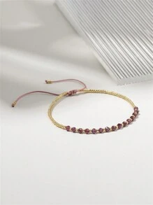 1pc Fashionable Unique Design Natural Crystal & Semi-Precious Stone Faceted Beads + Japanese Seed Beads Heal & Yoga Theme Adjustable Bracelet For Women, Birthday Gift Or Daily Wear - Adjustable Bracelet - View 6