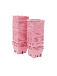 Pink Pulp Fiber Berry Baskets, Pint Fruit Containers (4.3 X 4.3 X 2.8 In, 50 Pack) - Pink - View 5
