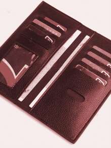 Dài Siêu mỏng Ví Nam Nhiều thẻ Ví Kẹp tiền Điện thoại di động Ví Đơn giản Bộ đồ Cái túi Dài Cái túi Kết Cấu Da - màu nâu - Xem 5