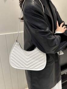 女士时尚设计简约单肩包 - 白色 - 查看 4