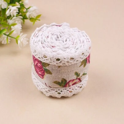 2m/卷 6cm 花朵刺繡蕾絲絲帶適合服裝和 Diy 情人節插花禮品包裝盒裝飾