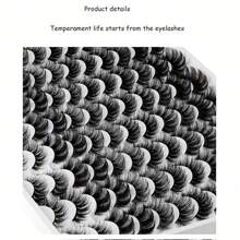 48對毛絨假貂毛睫毛自然蓬鬆厚重雜亂妝容延伸,適用於派對舞台節日眼妝,打造完美妝容 - 自然纖長款 - 查看 9