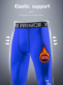 Men Close-Fitting Workout Set, Including Compression Long Sleeve Top And Long Pants, Suitable For Basketball, Soccer, Base Layer - Blue - View 5