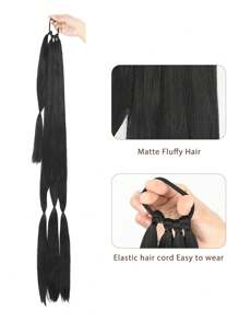 26英寸長的辮狀馬尾髮延長器,帶髮帶包覆綁繩,經高溫合成,柔軟蓬鬆,適合日常穿著 - 黑色 - 查看 4