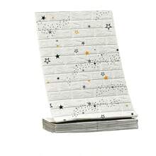 5m/196.8吋3d白色磚紋自黏壁紙,耐水濕度防潮壁紙,適用於家庭和電視背景,泡沫牆面裝飾 - 黑與白 - 查看 5