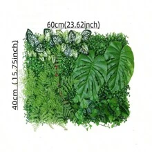 1入組40x60cm塑膠人造植物牆板草坪模擬草坪綠葉草假藤蔓牆裝飾植物 - 綠色 - 查看 6