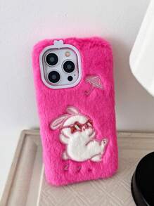 Love Big Love Shape Plush Anti-Fall Phone Case Compatible With IPhone, Galaxy, Moto And Pixel - Pink - View 2