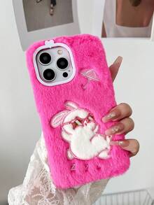 Love Big Love Shape Plush Anti-Fall Phone Case Compatible With IPhone, Galaxy, Moto And Pixel - Pink - View 4