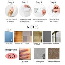 1 Pack 3d Adhesive Wall Stickers, Acrylic Round Decorative Mirror Wall Decals, Removable Combination Wall Stickers, Approx. 100pcs - Pink - View 3