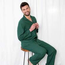 Famjams Mens Flannel Pajamas 2 Piece Christmas Pajama Set (Size Small-XXX-Large) - Màu xanh lá - Xem 2