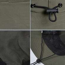 Sombrero De Ala Ancha Con Protección Solar P/ Hombres Mujer - Beis - Ver 4