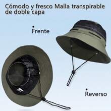 Sombrero De Ala Ancha Con Protección Solar P/ Hombres Mujer - Beis - Ver 7