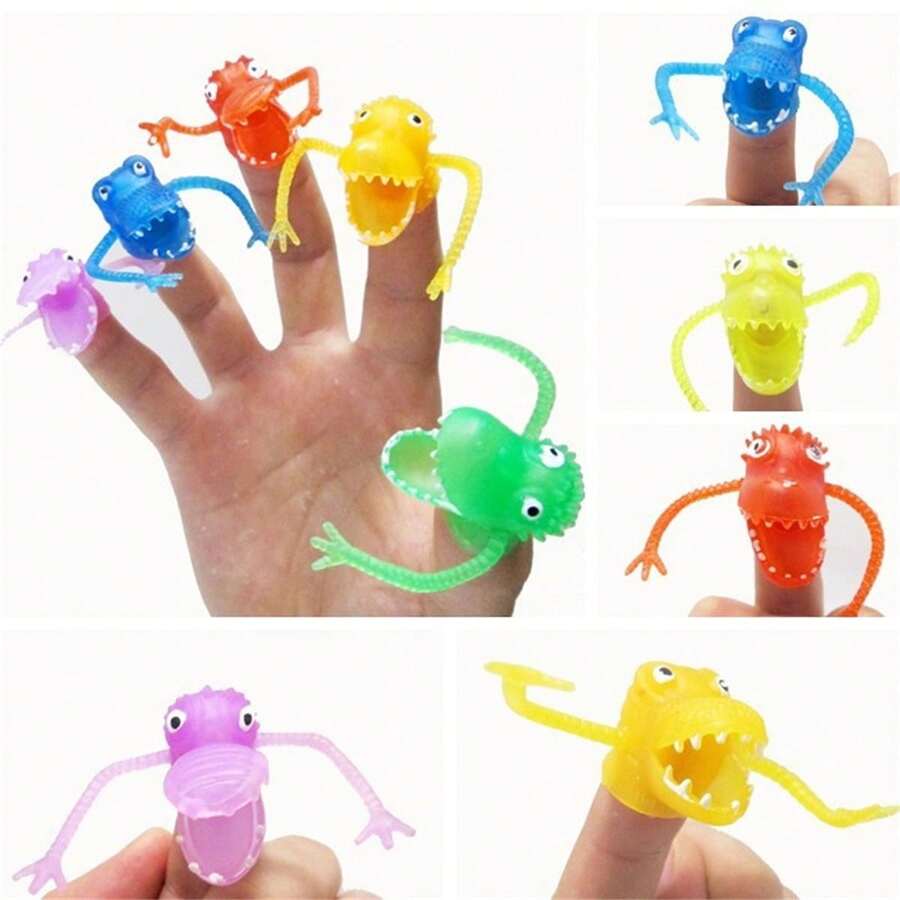 5pcs Novelty Plastic Dinosaur Finger Puppets, Mini Dinosaur Finger Sleeve Toy - Multicolor - View 1