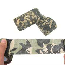 Ueasy 3卷装 5cm*4.5m 迷彩防护胶带，户外军用迷彩胶带，弹性迷彩胶带，适用于防护装备，适合狩猎和战术用途，弹性迷彩胶带，适用于包装设备、相机和工具 - 多功能可拉伸迷彩胶带，适合所有用户，自粘迷彩布包裹，弹性绷带胶带，适用于轻型户外装备包装、狩猎和战术DIY项目（不适用于重型用途） - 沙漠迷彩色 - 查看 5