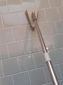 1個地板擦刷器淋浴刷清潔浴缸和瓷磚刷長柄可拆卸硬毛刷可彎曲頭部浴缸和瓷磚擦洗刷,用於清潔淋浴浴室廚房陽台地板牆壁清潔用品,清潔工具,37.4英寸長度（卡其色） - 卡其色 - 查看 5