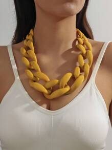 1pc Resin Chain & Metallic Clasp Personalized Exaggerated Chic Ornate Design Necklace For Women - Resin Necklace - View 10