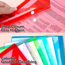 12 个塑料信封，带口袋的 A4 尺寸塑料文件夹，带按扣封口的文件夹，学校家庭作业办公室用聚乙烯信封，附 12 张标签卡，返校，学校用品 - 彩色 - 查看 5